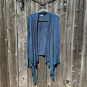 Les Lunes "That's a Wrap" Blue Asymmetrical Bamboo Cardigan petite